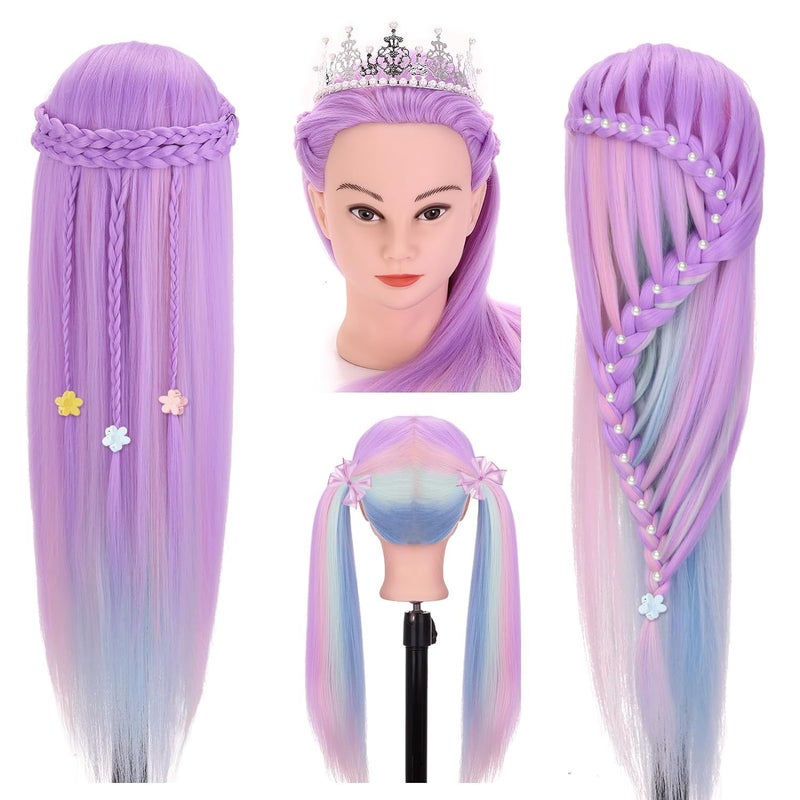 TopDirect Mannequin Head, 29" Hair Mannequin with Cosmetology Hair Doll Head to Practice on Styling Hairdressing Training Braiding with Clamp Holder & Tools for Women Girls - Image 4